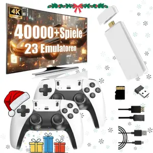 40,000+ Games Retro Game Stick, 4K HDMI Plug & Play with Dual Wireless Controllers — Ready-to-Play Holiday Gift for Kids & Adults