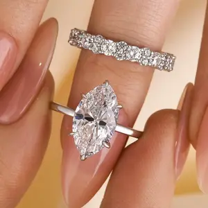 Effinny Jewelry Marquise Cut 3.0ct 925 Sterling Silver Wedding Ring Set, 5A Cubic Zirconia Promise Ring, Bridal Set Rings,Anniversary Ring for Women