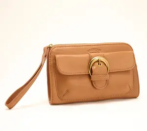 American Leather Co. Buckle Leather Wristlet Wallet