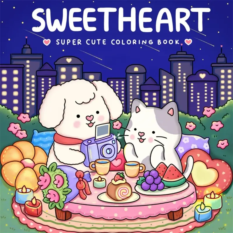 Sweetheart 24-Page Coloring Book for Beginners, Stress Relief Graffiti Practice, Adult Relax Toy & Kids Education Activity