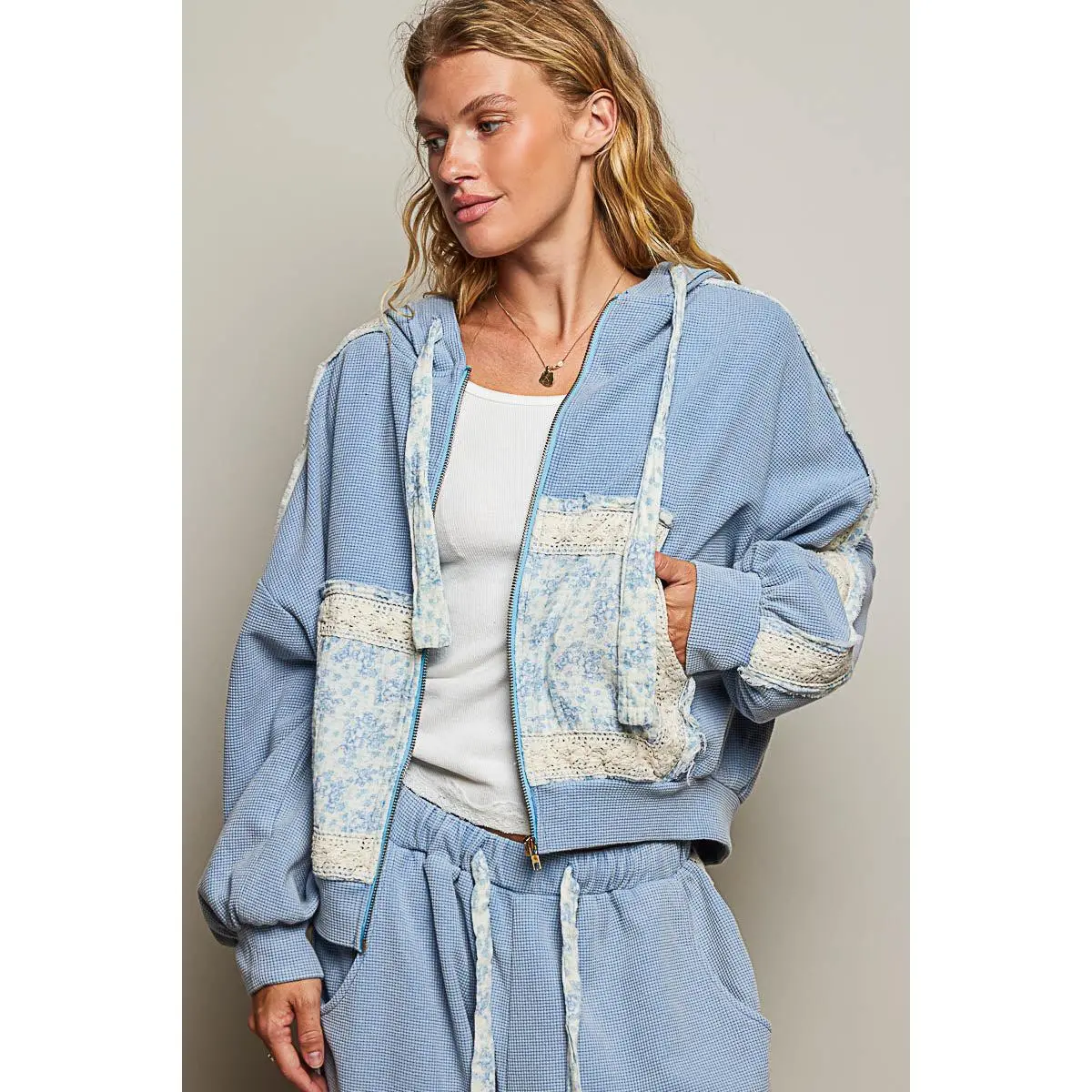 Blue Skies Patchwork Hoodie