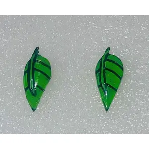Green Leaf Stud Earrings