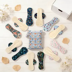 7pcs Reusable Washable Sanitary Pads, Unique Side Wing Snap Closure, Multi-Layer Absorbent, Breathable Mesh, Day & Night Use, Women's Protection