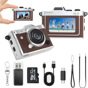 Camera -  FHD  Retro Digital Camera with 32GB Card, 1." Screen & OTG Adapter,  Compact  Pocket Birthday  for ,Travel,Beginners,Party (Brown)