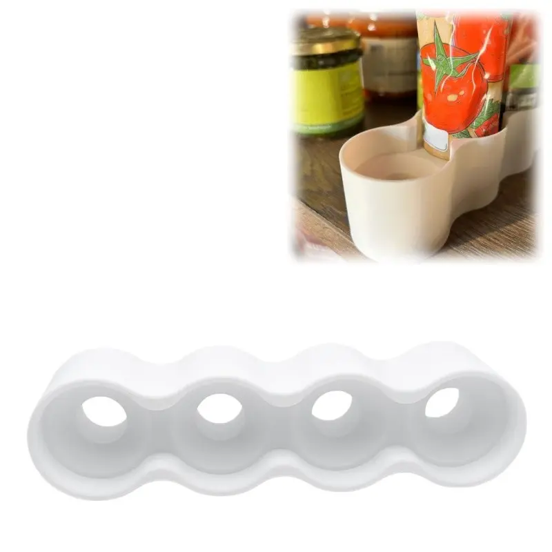 4-hole pipe rack, pipe holder, white refrigerator storage box, kitchen pipe-mounted spice rack, suitable for mustard, mayonnaise, ketchup, etc. Standard pipe rack fits most common pipes.