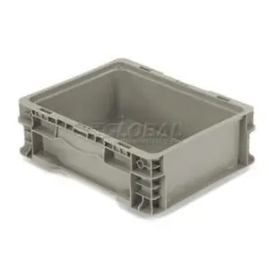 Monoflo International NRSO1215-05 12x15x5 in. Straight Wall Solid Stackable Gray Storage Box, Home Organiser Bin, Boxes
