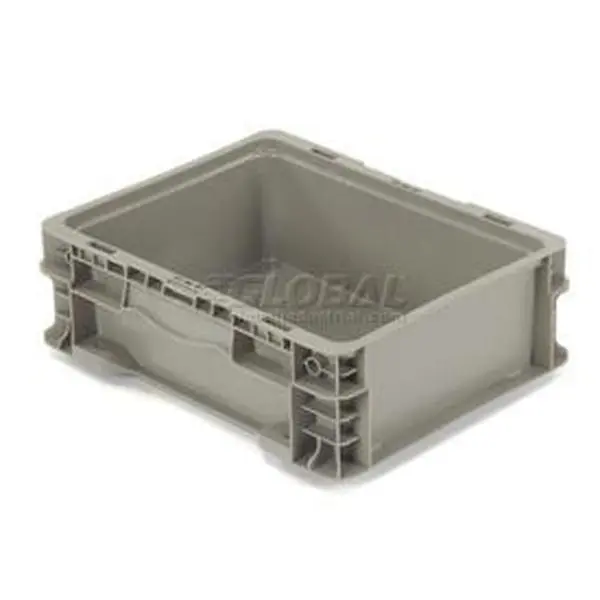 Monoflo International NRSO1215-05 12 x 15 x 5 in. Durable Injection Molded Straight Wall Rectangle Container, Gray Stackable Solid Storage Bin, Home Organizer