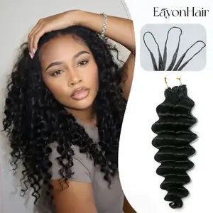 Eayon Hair Crochet Human Hair Pre-Separated for Miracle Knots Boho Braids Natural Color Lightweight Easy Install Wave Styles 14-22 Inch Reusable