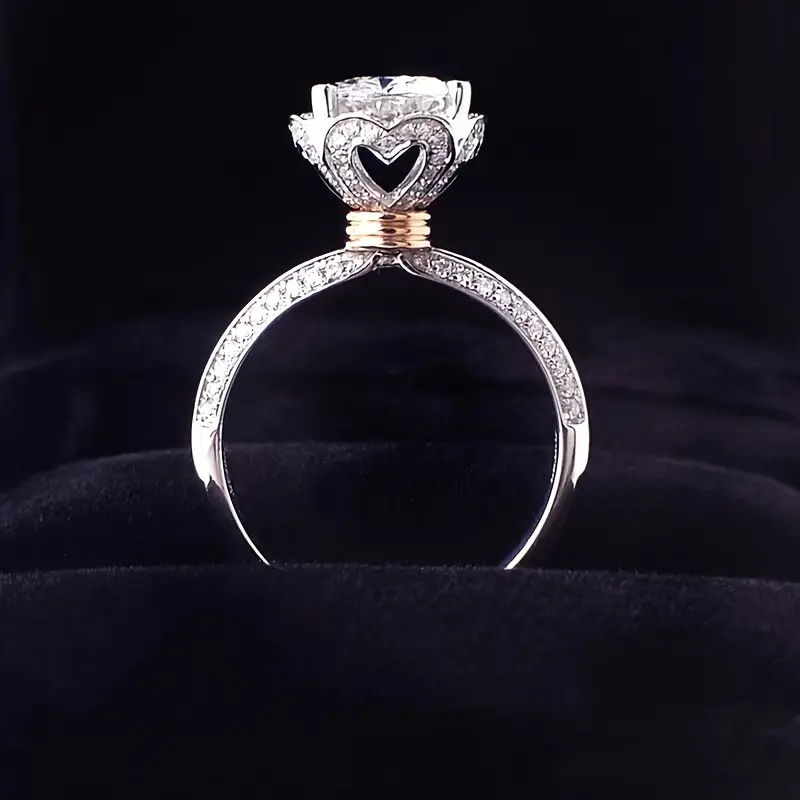 Couple's Flower Design Costume Rings - 1 Carat Per Ring, 3.5 Carats Total, Elegant Fashion Jewelry, Romantic Gift for Girlfriend (Birthday, Engagement)