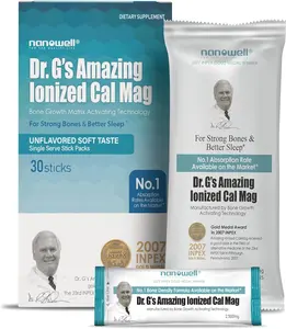Dr. G's Amazing Ionized Cal Mag Powder, Dietary Supplement for Bone Density Increase, Calcium & Magnesium 2:1 Ratio - 30 Sticks, 30 Day Supply