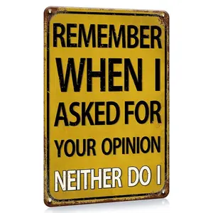 [2D Flat] 8X12 Inch Funny Sarcastic Metal Tin Sign - Humorous Wall Decor For Man Cave Bar - Retro Vintage Iron Plaque With Quirky Quote For Home Living Room Decoration - Unique Conversation Starter