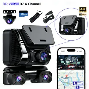 DRIVEYE 4K 4-Channel Dash Cam with Voice Control & 128GB Card, Front & Rear 360° View, 5GHz Wi-Fi & GPS, Night Vision, 24H Parking Mode, G-Sensor