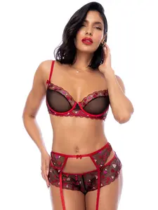 Embroidered Heart Cutout 3-piece Set