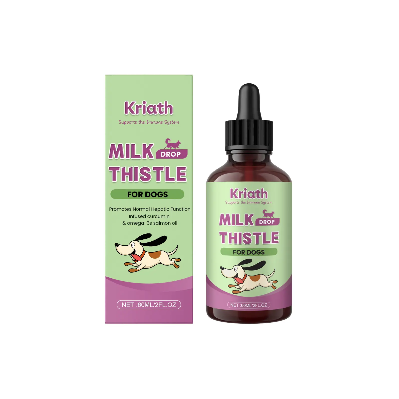 Kriath Milk Thistle for Dogs | Daily Liver Support & Wellness Liquid Supplement | Natural Dog Health Care Drops 2oz