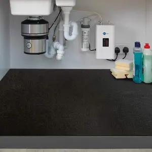 Under The Sink Mat, Kitchen Tray Drip, Cabinet Liner,  Layer, , Washable 36 x 30 Inches Black
