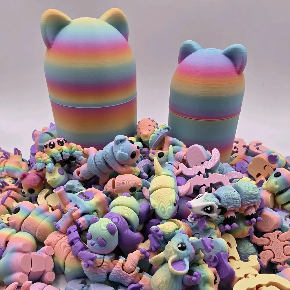 Rainbow Pocko Pets | 3D Printed Articulating Mini Fidget Animals Great Gift and Desk Figure