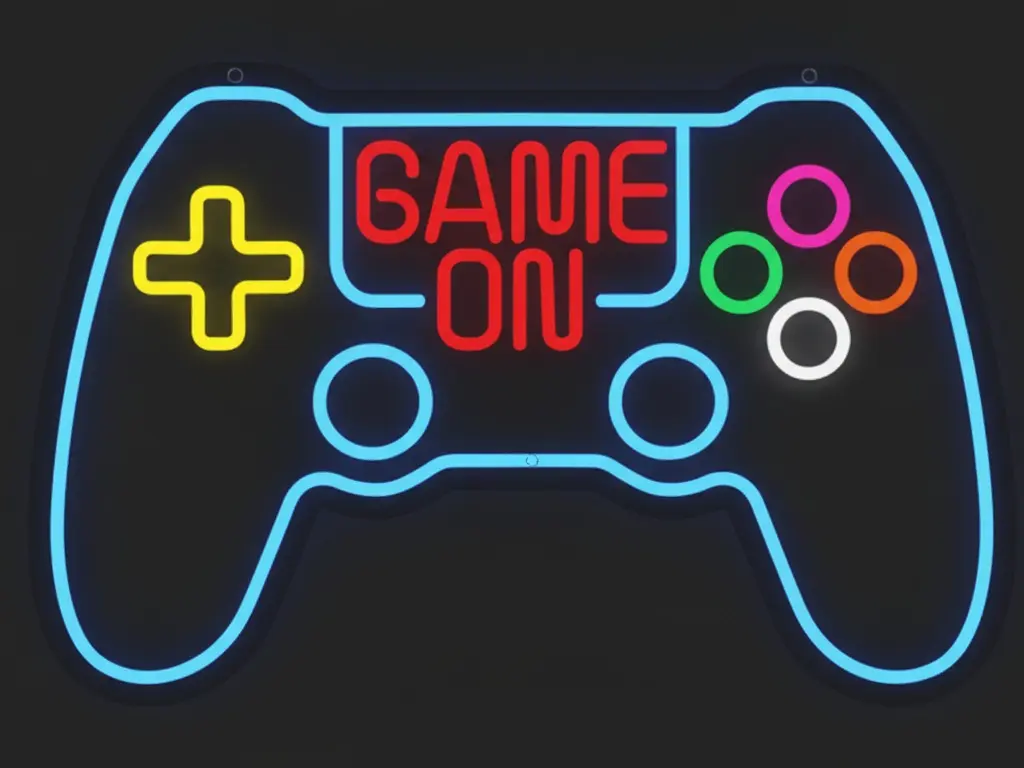 LED Illuminated Gamer Neon Sign - Adjustable RGB Lighting, Colorful Ambient Light, Adjustable Atmosphere Light, Mood Lighting, Indoor Wall-Mount Game Controller Art, Ideal Gift for Boys Room Gamers