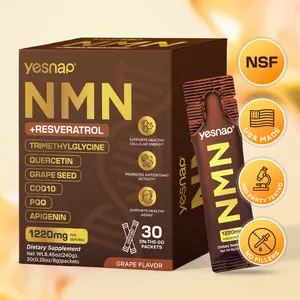 YESNAP NMN + Resveratrol 1220mg | 8-in-1 Advanced NAD+ Supplement with TMG, Quercetin, CoQ10, PQQ, Grape Seed & Apigenin | Supports Cellular Energy, Healthy Aging & Antioxidant Activity | 30 On-The-Go Packets