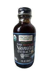 Frontier Co-op Organic Pure Indonesian Vanilla Extract 2 fl oz (59 mL) for Baking & Coffee