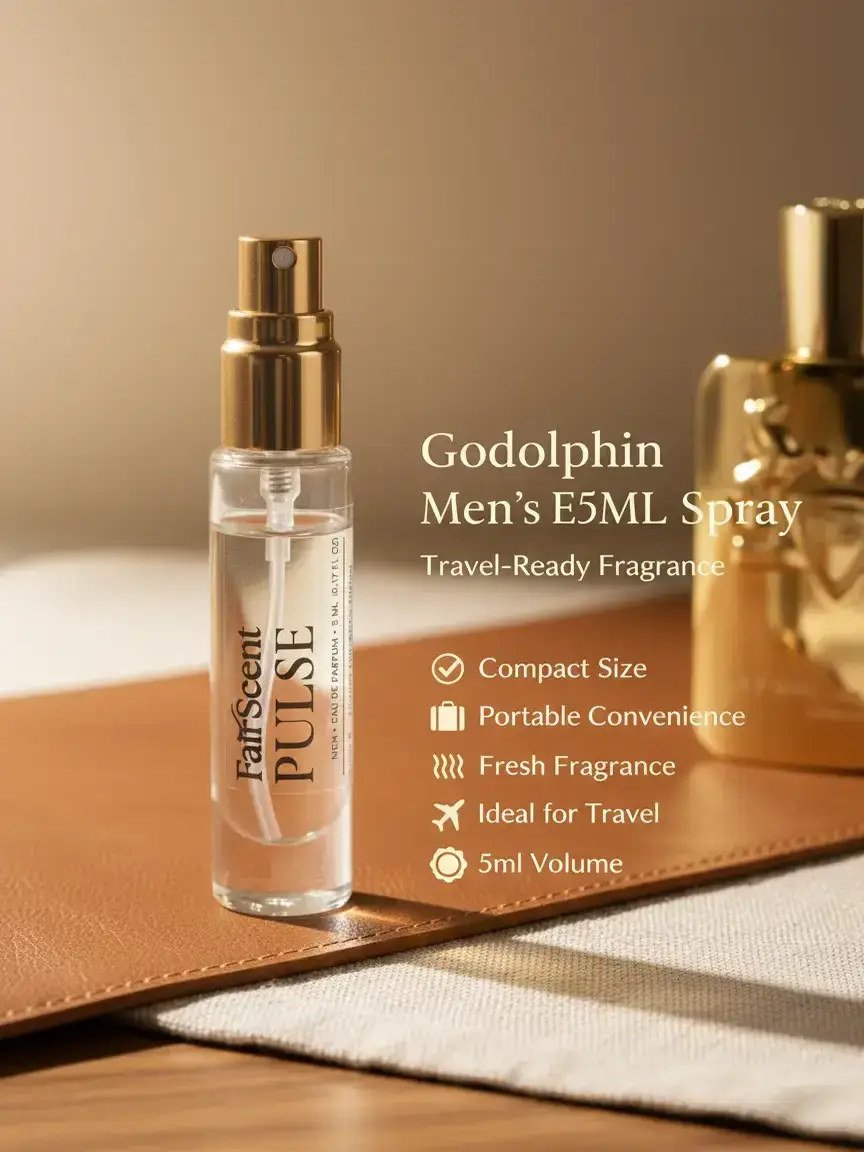 Men's FairScent Pulse Godolphin EDP Travel Spray - 5ml/0.17oz Atomizer, Adults' Daily Wear Luxury Fragrance, New York Decant with Jasmine, Wood, Spicy & Vanilla Notes, Single Item Sampler Bottle