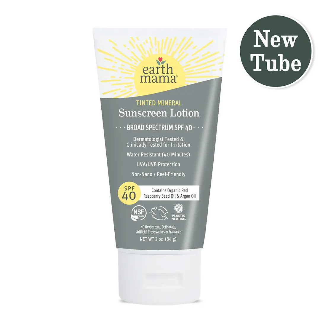 Earth Mama Tinted Mineral Sunscreen Lotion SPF 40 – Broad Spectrum Zinc Oxide Protection with Organic Oils – 3 fl oz Earth Mama Tinted Mineral Sunscreen Lotion SPF 40 – Broad Spectrum Zinc Oxide Protection with Organic Oils – 3 fl oz