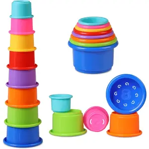 Stacking Cups Baby Toy Educational Cup Stacking Set 8-Pc Rainbow Stackable Cups |   Nesting Cups for Babies 6-12 Months |   Stacking Cups for Toddlers 1-3 Perfect for Indoor/Outdoor