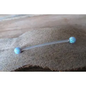 Light Baby Blue Opal Stone Pregnancy Bio-flex Biolex Bioplast Retainer Piercing Belly Ring