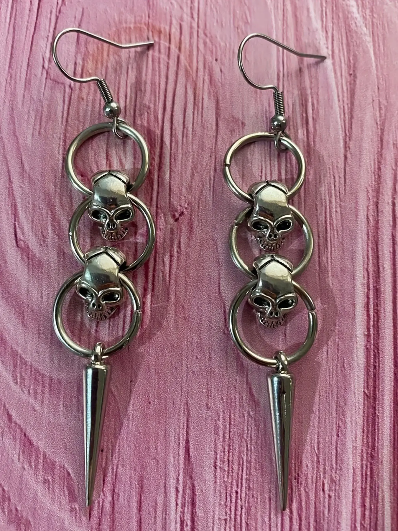 Vintage Lady Earrings Gothic Skull Cone Round Ring Pendant Personality Halloween Party Jewelry Gift Punk Style Earrings