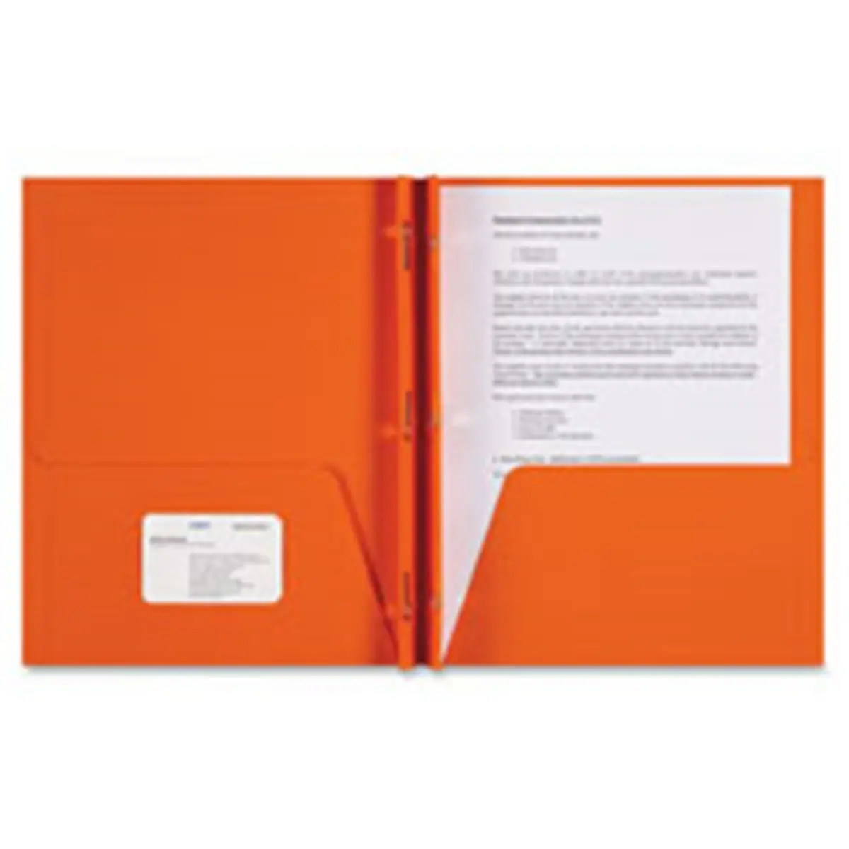 Sparco SPR78541 Two-Pocket 3-Prong Leatherette Portfolio- Orange - 25 Per Box