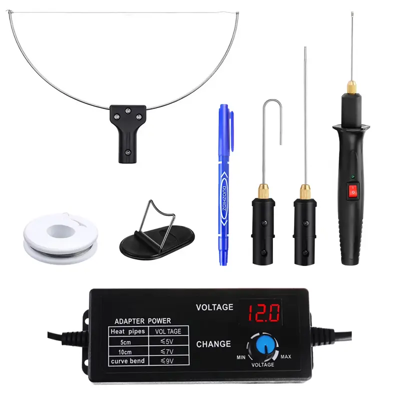 【UPGRADED】4 in 1 Foam Cutter Set with Digital Voltage Controller, Electric Cutting Machine Pen Tools Kit, 100-240V /18W Styrofoam Cutting Pen with Electronic Voltage Transformer Adaptor for Crafting, Holiday Decor, Table Centerpieces & DIY Sculpting