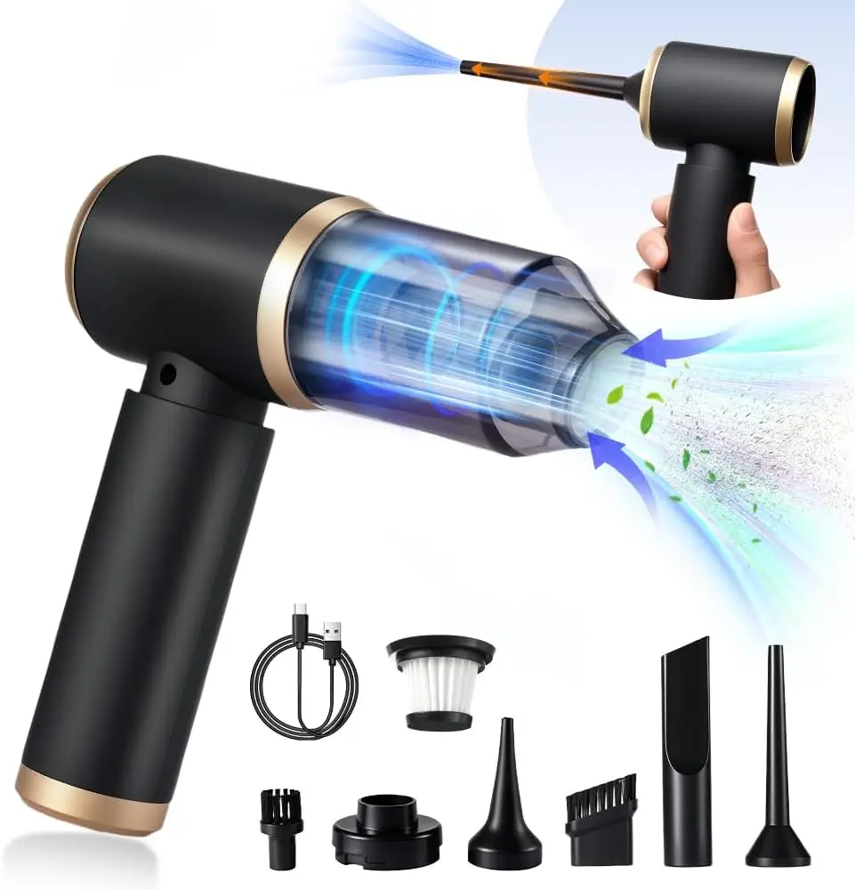 4 In 1 Portable Handheld Vacuum Cleaner, 1 Count Rechargeable Cordless Vacuum Cleaner for Car, Cordless Air Duster, Cordless Dust Suction, Household Cleaning Tool for Home, Car, USB Rechargeable Vacuum, Home Cleaning Tools, Handheld Wireless Vacuum