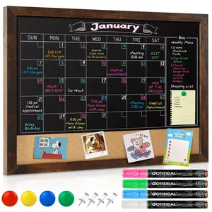 Gotideal Chalkboard Calendar 24" x 18" Chalk Board Calendar for Wall Magnetic Chalkboard Framed,Wall Mounted,Blackboard for Office,Kitchen,School,Home