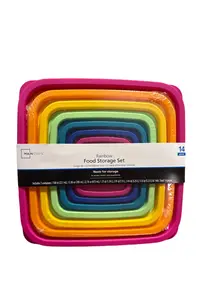 Mainstays Plastic Rainbow Food Storage Set Multi Color 14 Count Durable