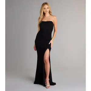 Selene Mesh Strapless Slit Mermaid Formal Dress