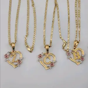 iniciales con candena Oro laminado Female Anniversary Birthday