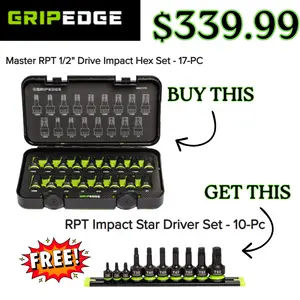 GripEdge 1/2" Impact Hex & Star Promo