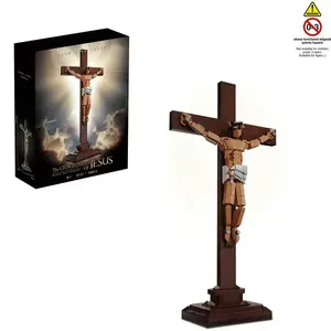 Jesus Crucifix Building Set - 588 Pieces Easter Decoration Ornament, Home Display, Suitable for Ages 8 and Up, Unisex Bricks & Parts
