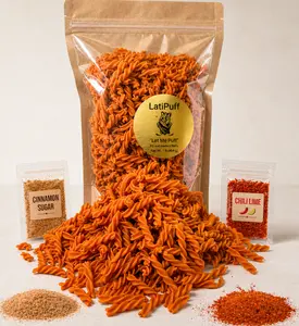 LatiPuff Puffing Pasta Wheat Cinnamon Twists Duro Kit| 1lb Bag + 2 Seasoning Packs