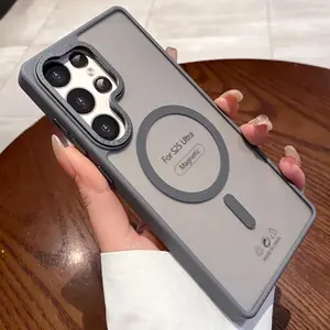 Luxury Matte Clear Magnetic Case for Samsung Galaxy S25 S24 S23 Ultra Plus S24FE Magsafe Wireless Charge Shockproof Bumper Cover