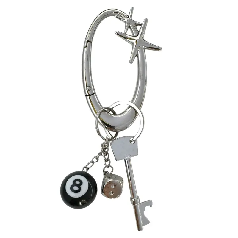 Black 8 Ball Keychain Key Ring Car Key Pants Chain for Men Women,Bag Charm,Waist Charm,Streetwear Punk Hip Hop Unisex