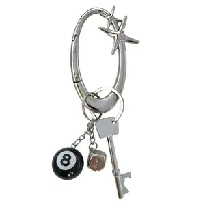 Black 8 Ball Keychain Key Ring Car Key Pants Chain for Men Women,Bag Charm,Waist Charm,Streetwear Punk Hip Hop Unisex