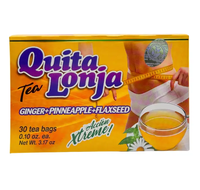 QUITA LONJA Gluten-Free Ginger Pineapple Flaxseed Herbal Tea Blend Bags, 30-Count Cholesterol-Free Immunity Green Tea for Adults, 24-Month Shelf Life, Natural Fruit Beverage for Digestion Support (US Availability), Tea Bags
