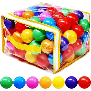 Ball Pit Balls Phthalate Free BPA Free Crush Proof Plastic - 7 Bright Colors in Reusable Play Toys for Kids with Storage Bag