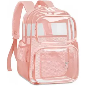 Clear Backpack for School - Large Heavy Duty Clear Bookbag for Girls, See Through PVC Transparent Backpacks