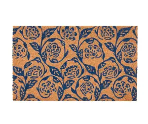 Blue Floral Outdoor Mat 18" x 30"