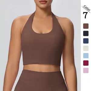 2026 New Women's Back Halter Neck Sports Bra Shockproof High Support Yoga Running Fitness Vest Wireless Padded Bra
