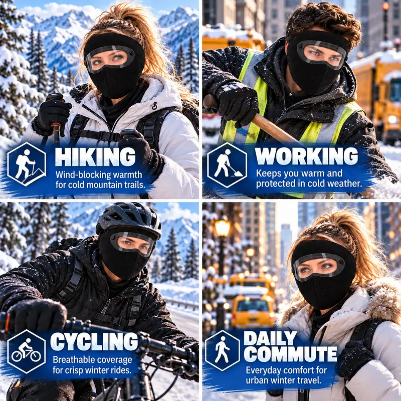 Winter face covering suitable for skiing cycling and cold weather outdoor use