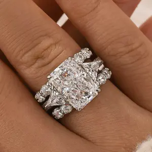 Maxine 5.0ct Radiant Cut 3PC Engagement Ring,5A Cubic Zirconia Women's Ring Jewelry,Promise Ring for Daily,Travel,Proposal,Wedding,Birthday,Anniversary, Bridal Rings, Elegant Casual Ring