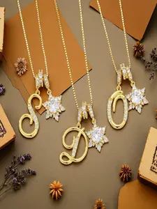 1pc Cubic Zirconia Flower-Shaped Necklace With 26 English Alphabet Design, Classic Vintage Pendant Necklace, Suitable For Daily Wear Or Gatherings, Perfect For Valentine's Day Gift