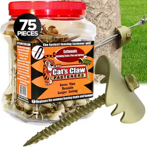 Cat's Claw Fasteners 75 Pieces 2" for Softwoods | Replaces Fence Staples Installs Quickly with Power Drill - No Hammer Needed | Durable & Stronger Than Standard Fencing Staples Easy Install
